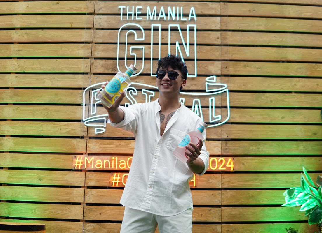 Manila Gin Festival outdoor stage at night with festoon lights at BGC High Street